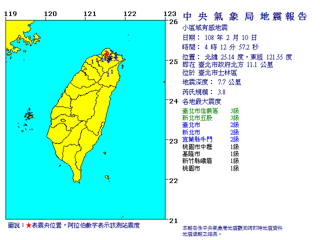 台湾 台北市士林区で地震 2日間連続m3以上 エキサイトニュース