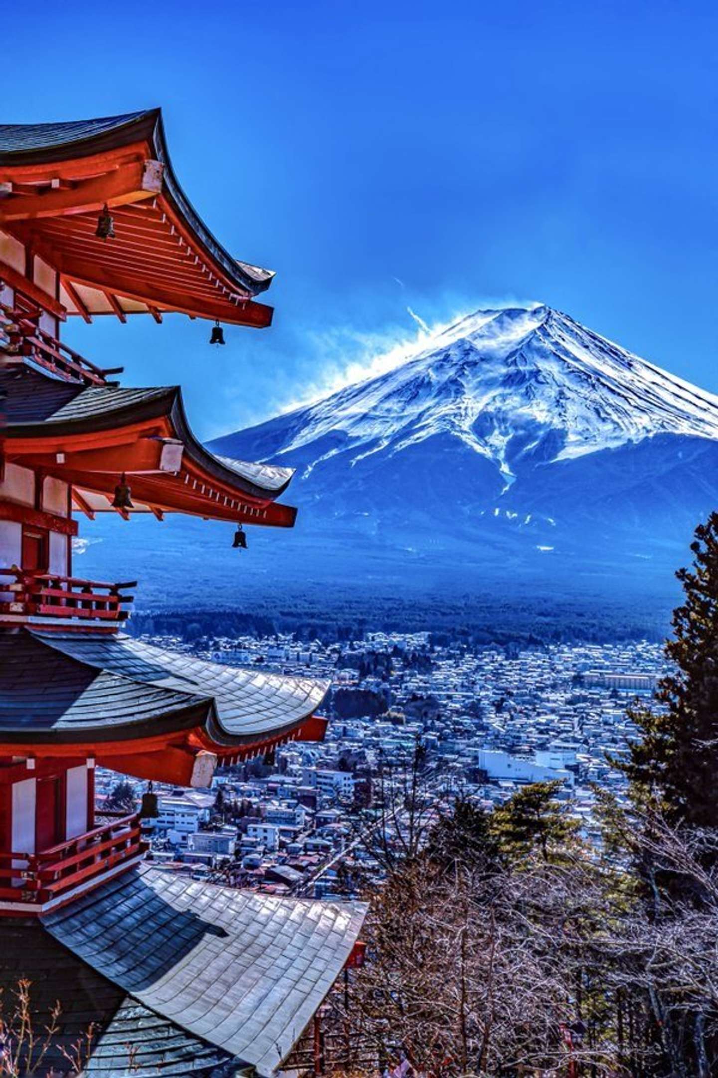 神気が立ち昇っているかのようだ...！ 冬の澄んだ空の下、富士山と