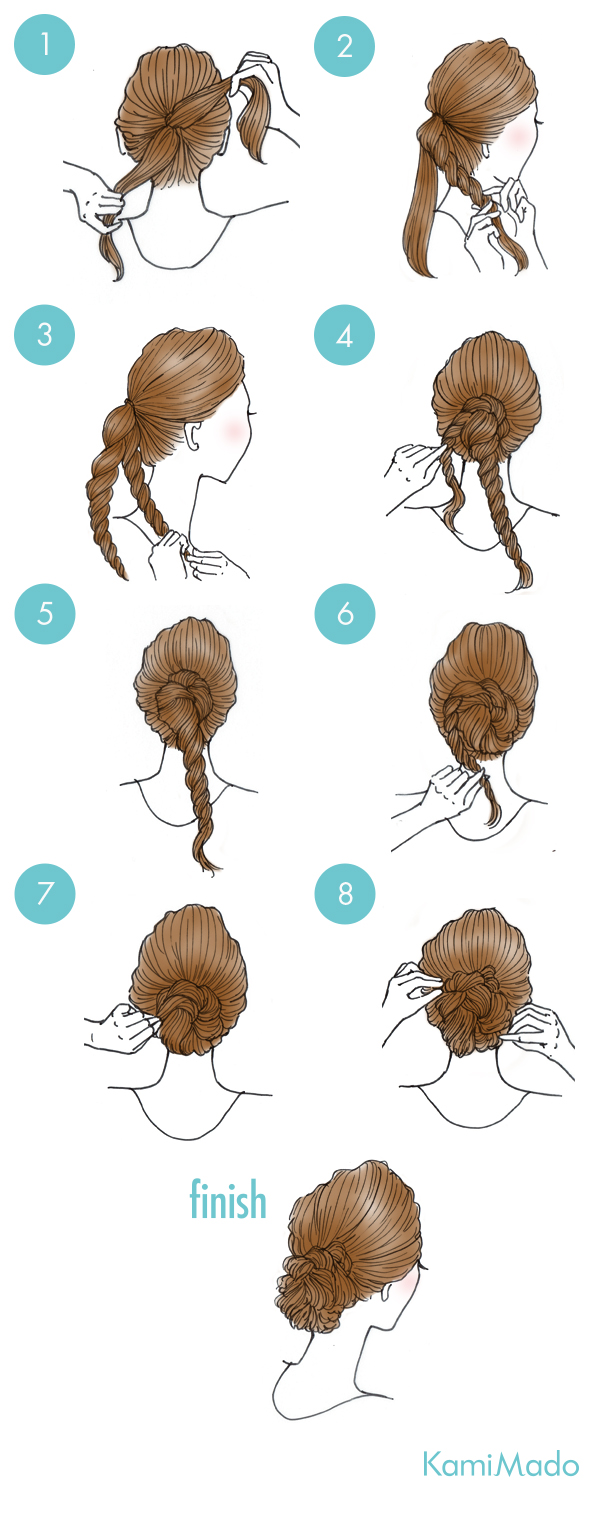 ねじねじポニーテールのヘアアレンジ イラスト付き 16年4月25日 エキサイトニュース