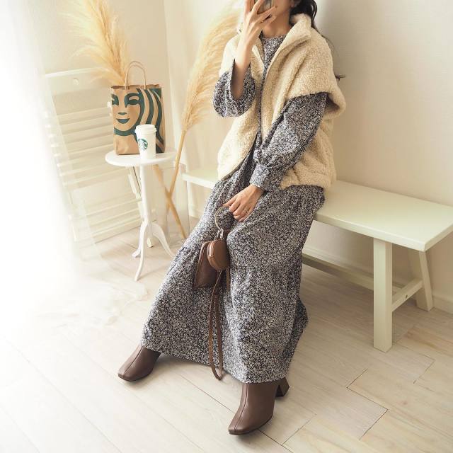 冬だって 花柄 黒ワンピ がめちゃ使える オトナ可愛い 最旬コーデ5style ローリエプレス