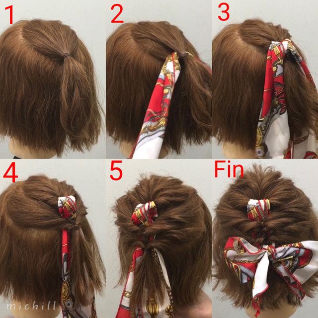 ロング ボブ 動画で簡単 19ssトレンド 長さ別スカーフヘアアレンジ ローリエプレス