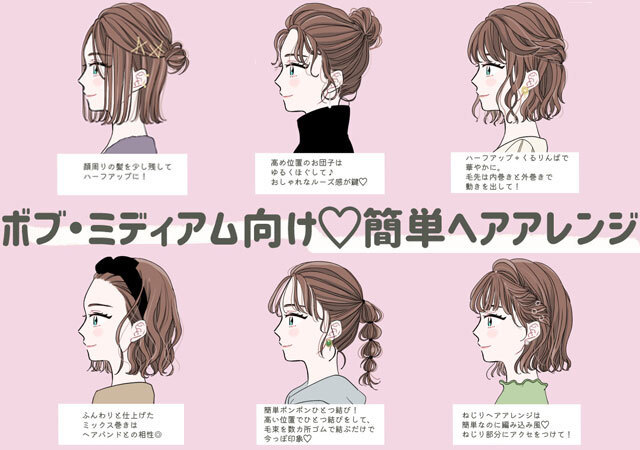 ボブ ミディアムヘアさん集合 簡単にできる おしゃれヘアアレンジ ローリエプレス