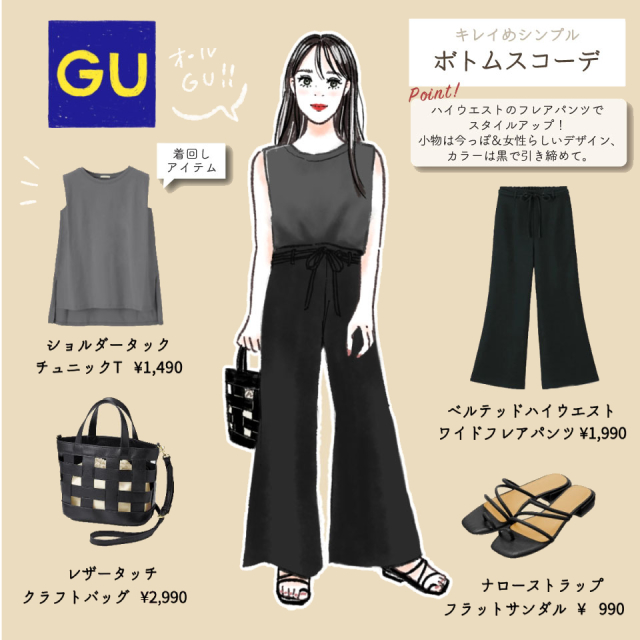 ぽっちゃり 肩幅さんにおすすめ 太って見えない Gu Tシャツ コーデ ローリエプレス