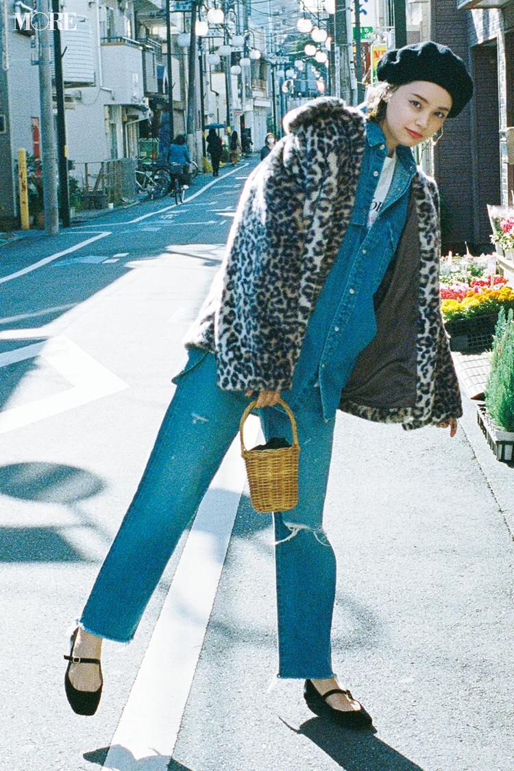今日のコーデ 岸本セシル レオパード柄コートでおしゃれを一新 休日はラフなデニムコーデと ローリエプレス