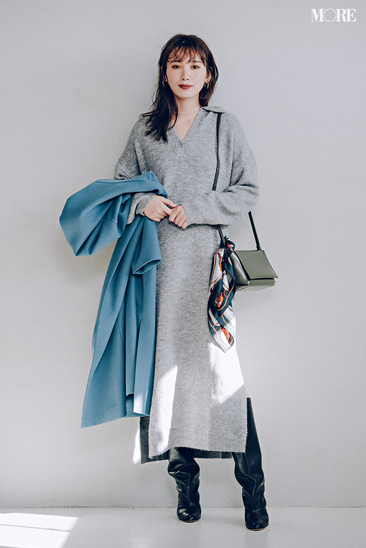 着回しやすい が新しい ニットワンピースカタログ Moreが厳選 スリット入り Iライン編 ローリエプレス