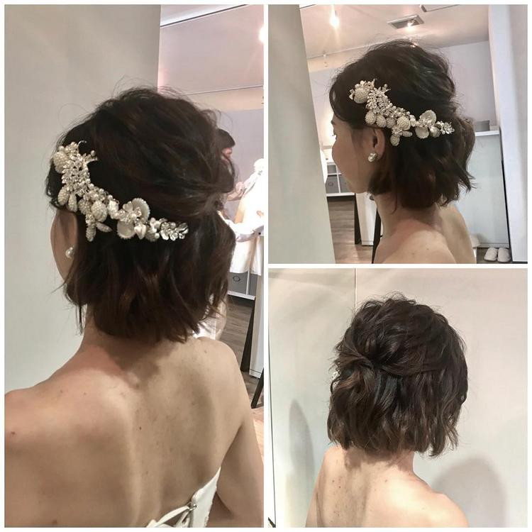 保存版 ショート ミディアムの花嫁さん向け 最新ウェディングヘア選 アップスタイル編 ローリエプレス