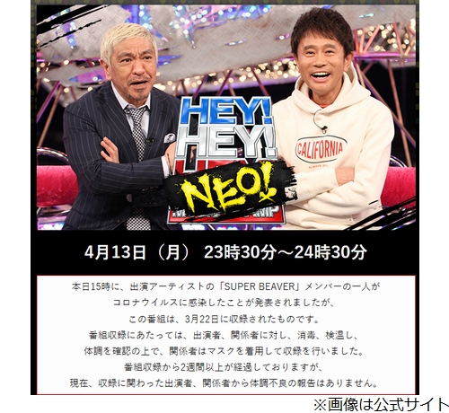 Hey Hey Neo 出演者が新型コロナ感染で状況説明 年4月9日 エキサイトニュース