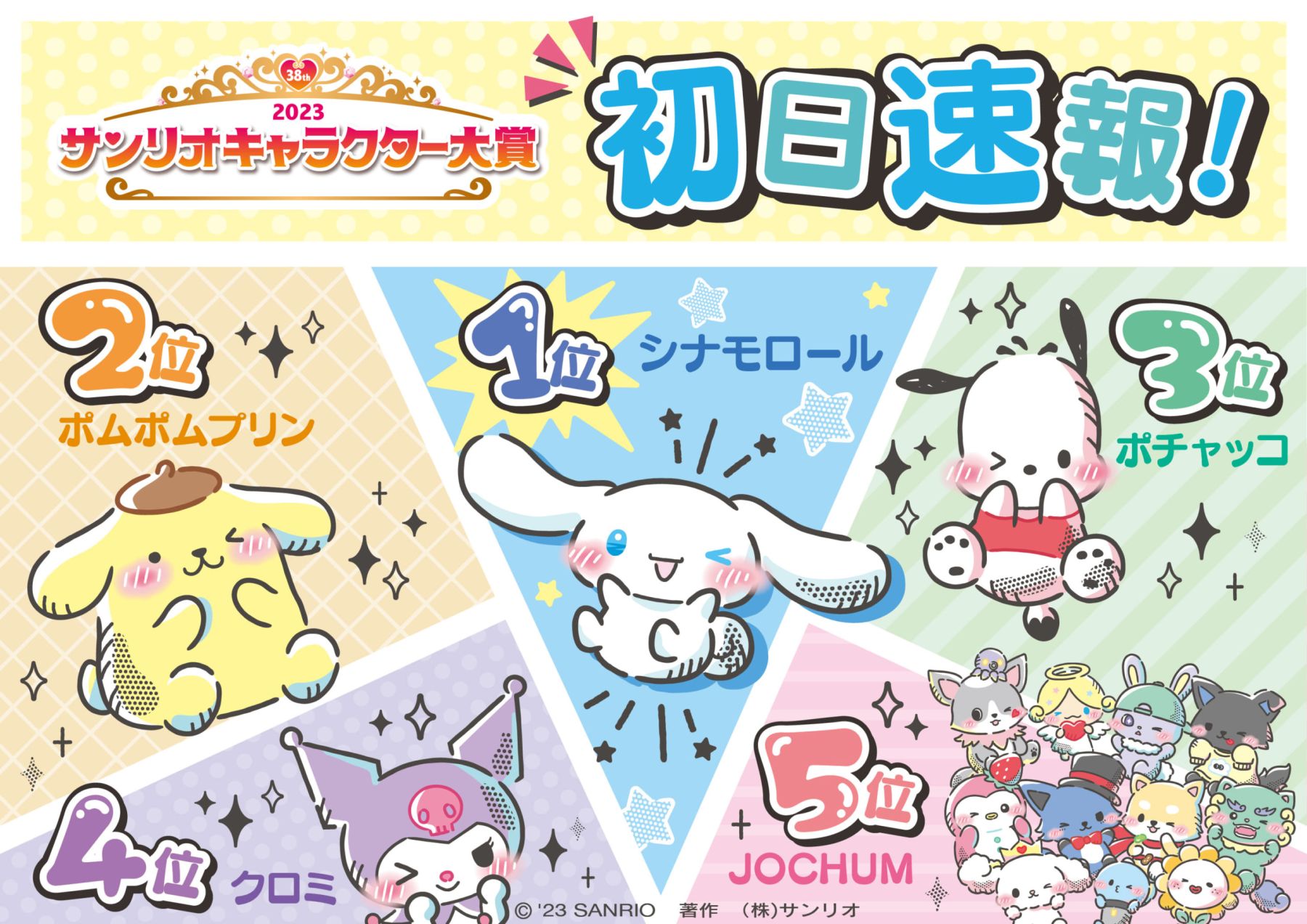 2023年サンリオキャラクター大賞」初日速報！第1位はシナモロール、3大