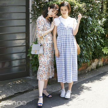 韓国ファッション 花柄 チェックのスタイルアップワンピがトレンド ローリエプレス