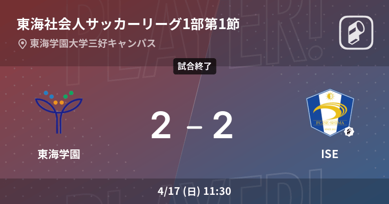 東海社会人サッカーリーグ1部第1節 東海学園はiseとの攻防の末 引き分け 22年4月17日 エキサイトニュース