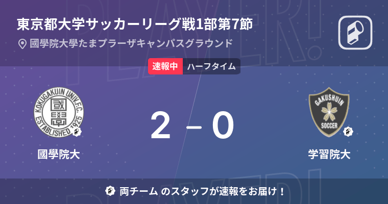 速報中 國學院大vs学習院大は 國學院大が2点リードで前半を折り返す 22年5月15日 エキサイトニュース