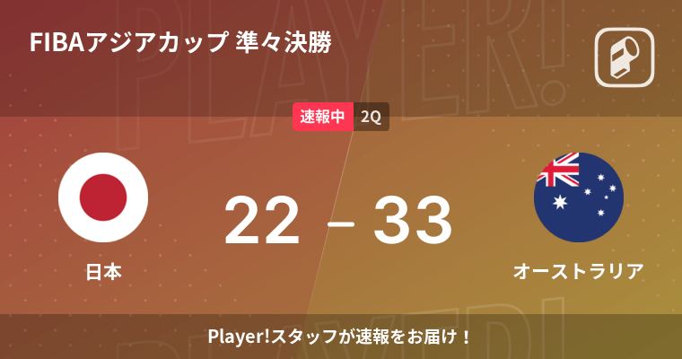 速報中 1q終了しオーストラリアが日本に11点リード 22年7月21日 エキサイトニュース