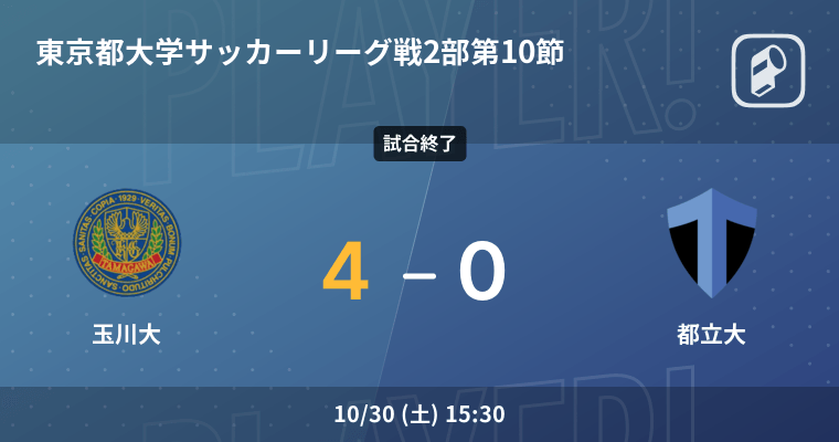 東京都大学サッカーリーグ戦2部第10節】玉川大が都立大を突き放しての勝利 (2021年10月30日) - エキサイトニュース