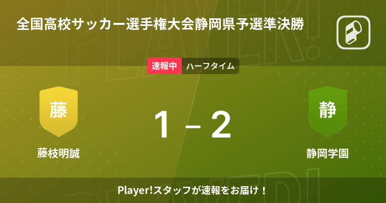 速報中 藤枝明誠vs静岡学園は 静岡学園が1点リードで前半を折り返す 21年11月6日 エキサイトニュース