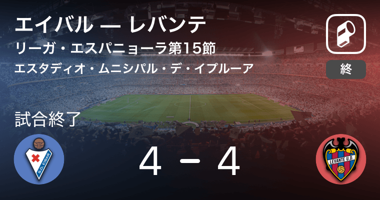 ラ リーガ第15節 エイバルはレバンテに追い付くも 引き分け 18年12月9日 エキサイトニュース