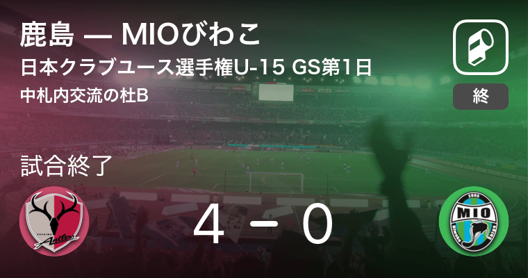 日本クラブユースサッカー選手権大会u 15グループステージ第1日 鹿島がmioびわこを突き放しての勝利 19年8月15日 エキサイトニュース