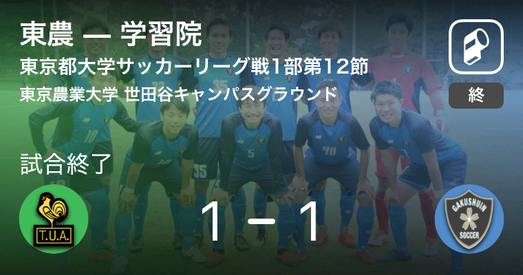 東京都大学サッカーリーグ戦1部第12節 東農は学習院との攻防の末 引き分け 19年9月4日 エキサイトニュース