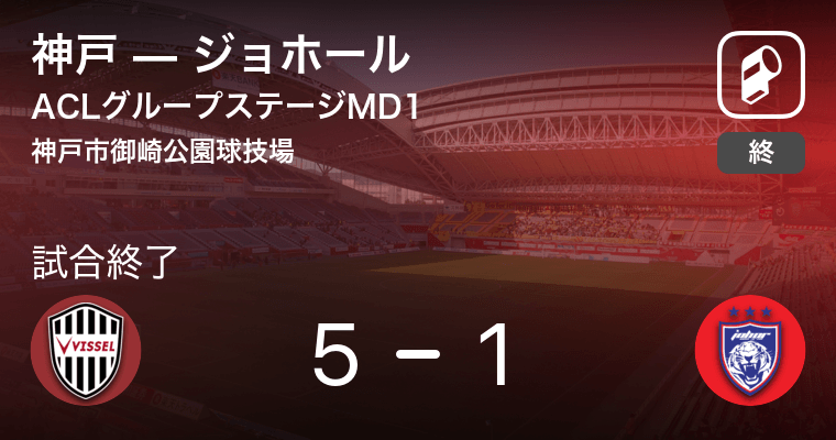 Aclグループステージmd1 神戸がジョホールを突き放しての勝利 年2月12日 エキサイトニュース