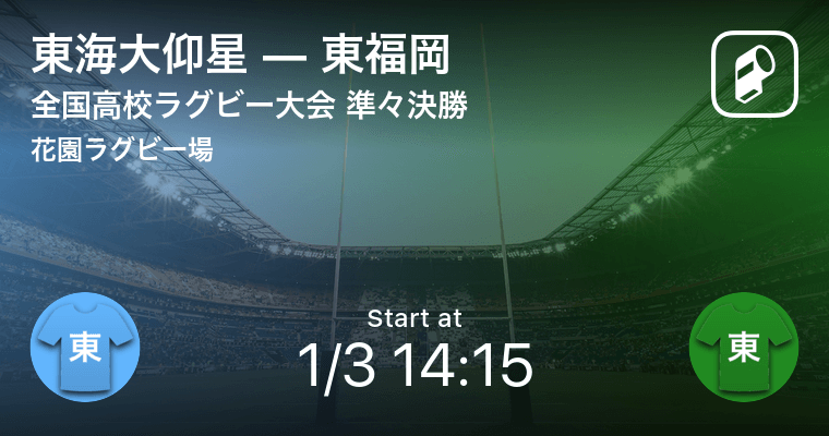 全国高校ラグビー大会準々決勝 まもなく開始 東海大仰星vs東福岡 21年1月3日 エキサイトニュース