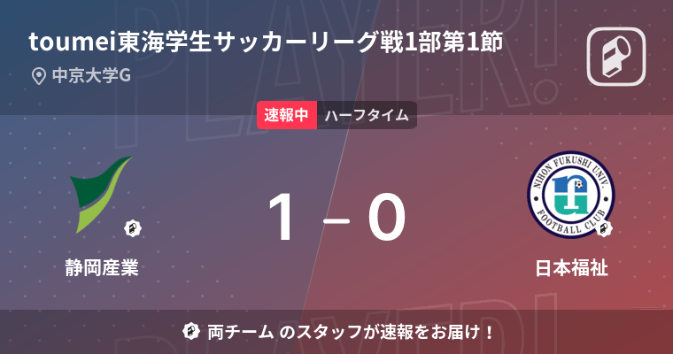 速報中】静岡産業vs日本福祉は、静岡産業が1点リードで前半を折り返す (2023年6月10日) - エキサイトニュース