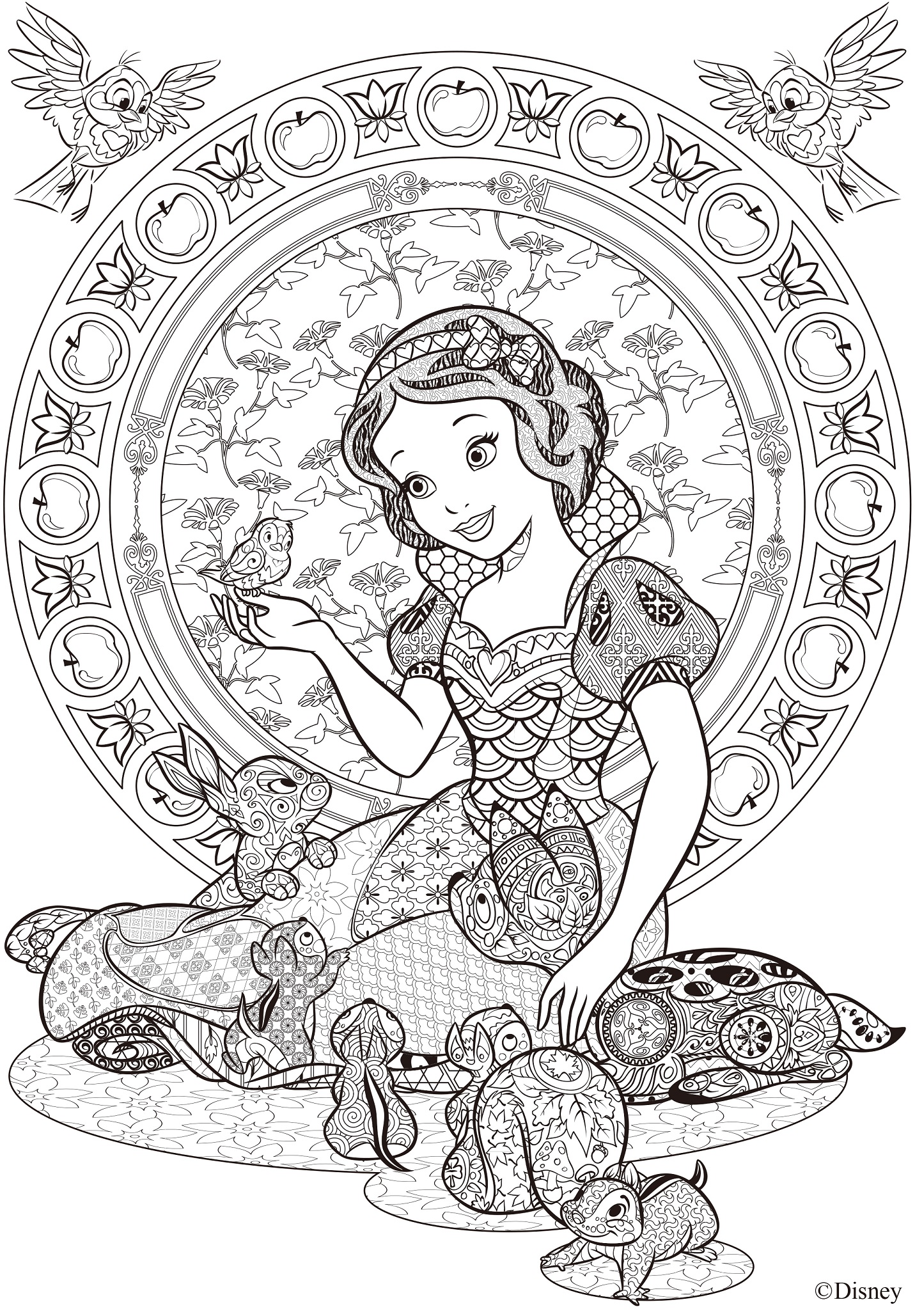 ディズニーのアニマルキャラが 大人のぬり絵 になったよ タングル模様の 白雪姫 や ふしぎの国のアリス で瞑想体験 16年8月15日 エキサイトニュース
