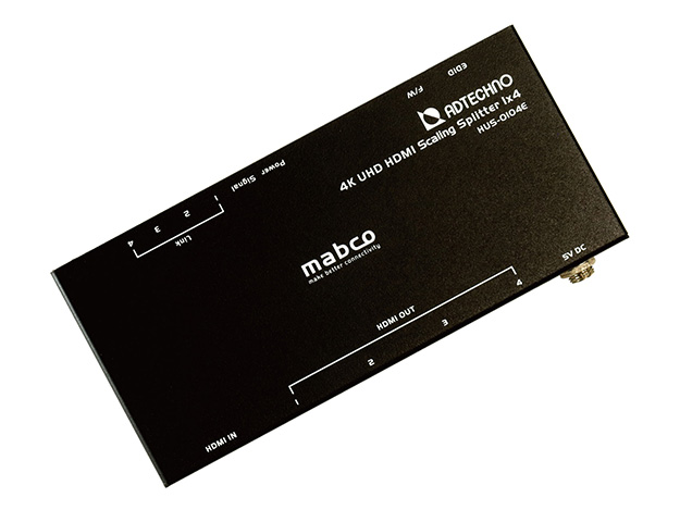 ADTECHNO mabco スケーリング機能搭載 業務用薄型HDMI 2.0a 2分配器