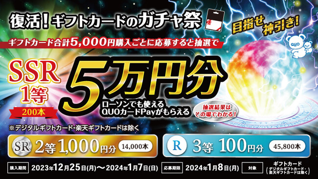ローソンでギフトカードを購入・応募で最大5万円分のQUOカードPayが 