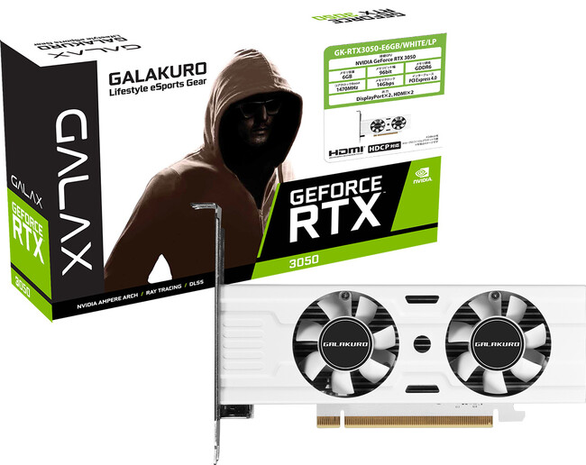 玄人志向】GeForce RTX 3050 ホワイトカラーのデュアルファン搭載 ロープロファイル対応グラフィックボード『GK-RTX3050-E6GB/WHITE/LP』発売  (2024年2月9日) - エキサイトニュース