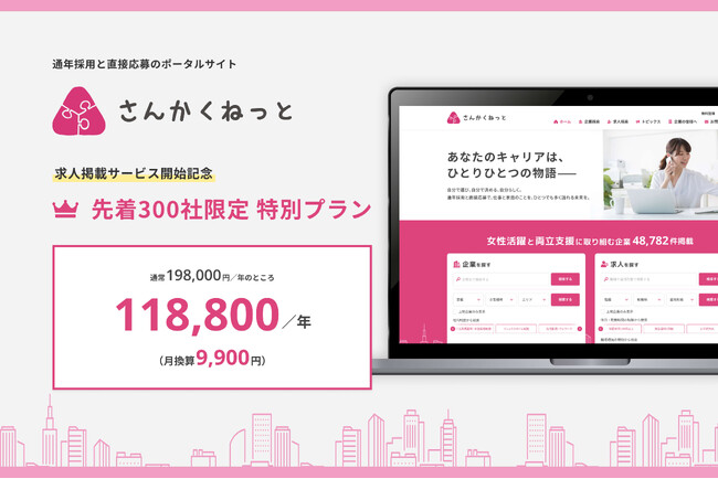 【採用活動をサステナブルに】通年採用と直接応募のポータルサイト「さんかくねっと」が求人掲載サービス開始記念に、先着300社限定に特別プランをご ...