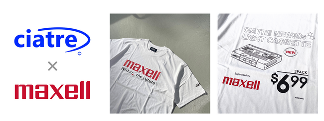 マクセルと「ciatre」がコラボレーション「maxell」ブランドロゴがT 