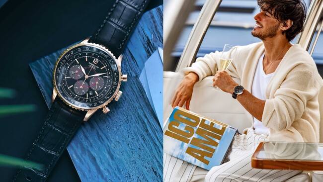 複雑な航空回転計算尺を備えた、ソーラー駆動のパイロットクロノグラフ