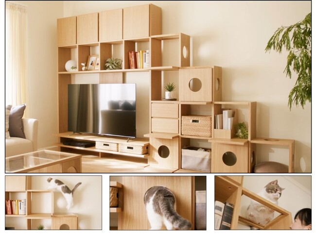 ニトリ】ペットも人も心地いい。キャットタワーにもなる壁面収納が新