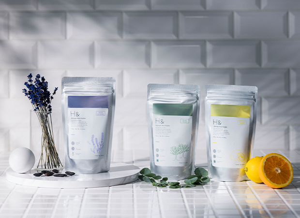 ⁑【4個セット】アッシュアンド 入浴剤 水素入浴剤ブランド、H&(アッシュアンド) 』から、香り付き入浴剤3種