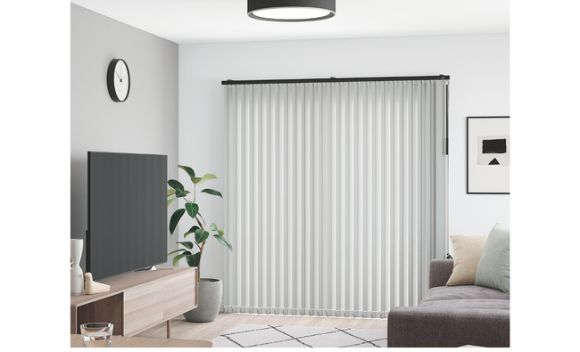 1台で二役。ドレープとレース生地が一体型の縦型ブラインドが自社