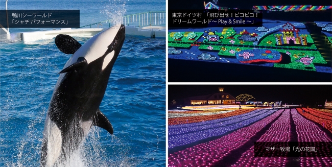 鴨川シーワールドの入園券と東京ドイツ村やマザー牧場のウインターイルミネーション入園券がセットに 期間限定 冬のイルミネーション共通入園プラン19年11月1日 金 販売開始 19年10月31日 エキサイトニュース