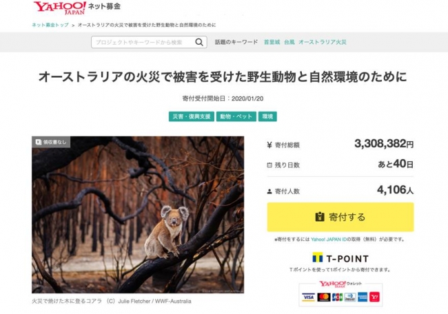 Yahoo ネット募金 Wwfジャパンとともにオーストラリア森林火災支援募金の窓口を開設 年1月22日 エキサイトニュース