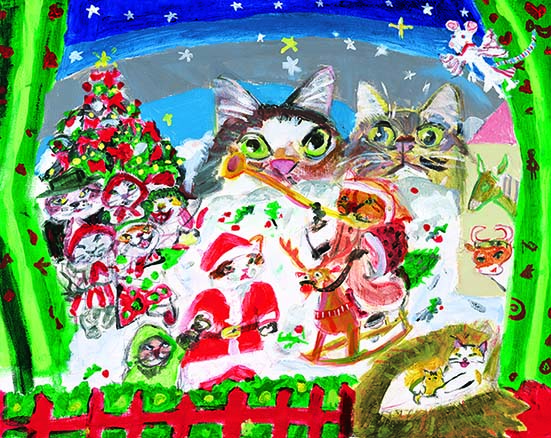 久下貴史 「画家フェデリコ、自画像を描く」作品 絵画 版画 猫 久下