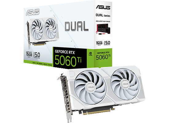 ASUSから、NVIDIA GeForce RTX 5060 Ti ホワイトカラー デュアルファン
