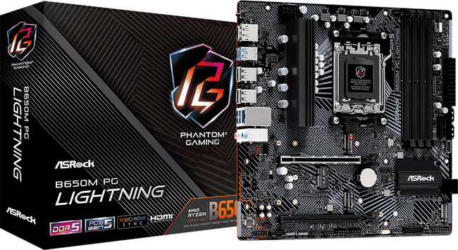 Ryzen5 9600X B650 PG LIGHTNING セット品 ASRock】AMD B650チップセットのMicro ATX ゲーマー向けエントリー