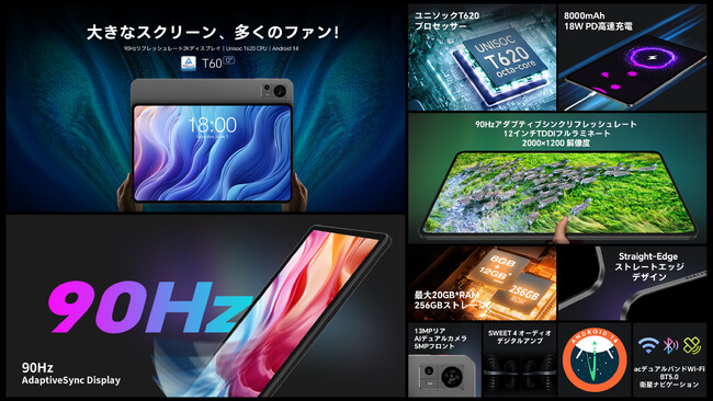新品登場！Teclast上位Android 14タブレット「T60」アップグレード版 