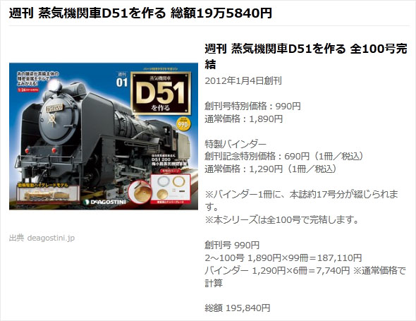 デアゴスティーニの創刊号が付録付き990円で安いと思ったら総額19万5840円かかったでござる 12年4月24日 エキサイトニュース