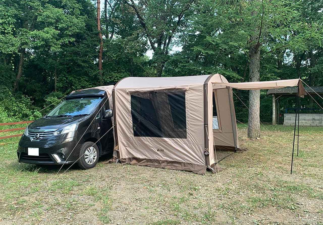 空気で設営！ロゴスの新作カーサイドタープ実装レポ！車中泊キャンプに  