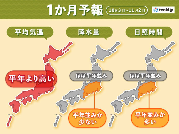 1か月予報 この先秋晴れ多く 全国で高温傾向 年10月1日 エキサイトニュース