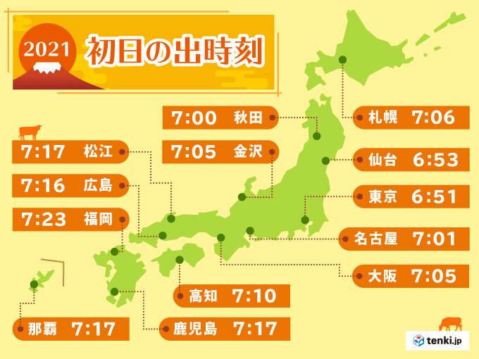 各地の初日の出の時刻 (2021年1月1日) - エキサイトニュース