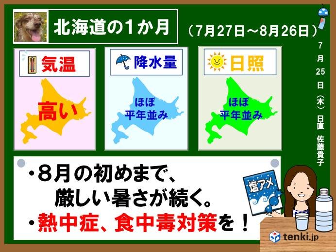 北海道の1か月 8月の初めまで厳しい暑さ 19年7月25日 エキサイトニュース