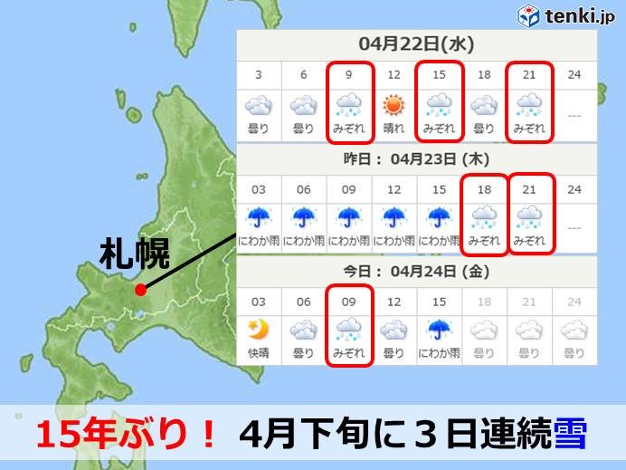 札幌で3日連続の雪 4月下旬では15年ぶり 2020年4月24日 エキサイトニュース