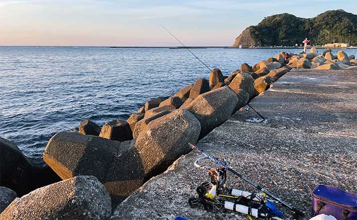 夜の堤防でのウキ釣りでアジ好捕【千葉・興津東港】バックラッシュに