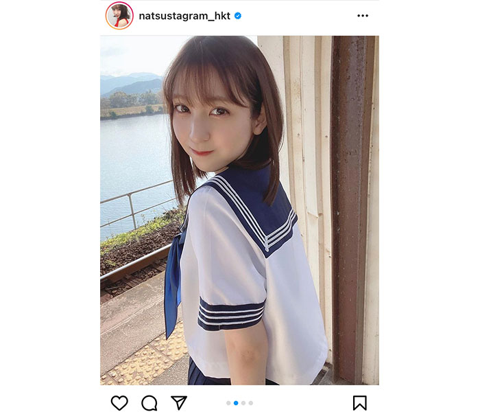 HKT48 松岡菜摘、いつまでも眺めたいセーラー服ショット公開 