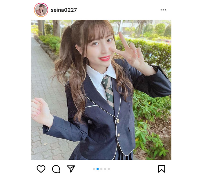 竹内星菜、ハーフツインの最強制服コーデに反響ぞくぞく！「世界一制服