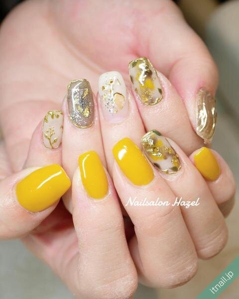イエロー グリーンのネイルデザイン 特集 爽やかな大人の指先へ ローリエプレス